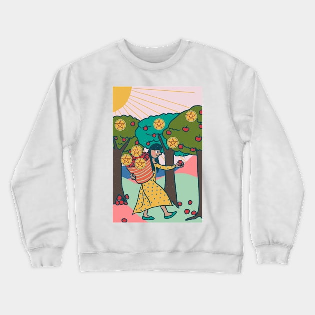 Seven of Pentacles Crewneck Sweatshirt by BeautyInDestruction